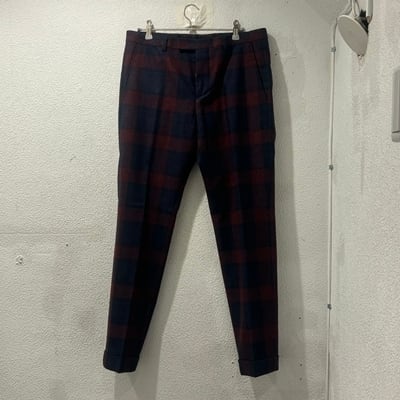 GUCCI グッチ 秋冬 チェック 3Pセットアップスーツ レッド系×ネイビー 