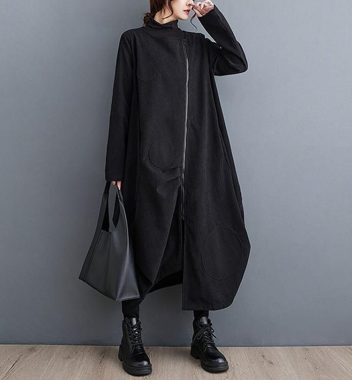 EEOOOJP】モード系 秋冬 ロングコート 上着 個性的なデザイン 大きい 