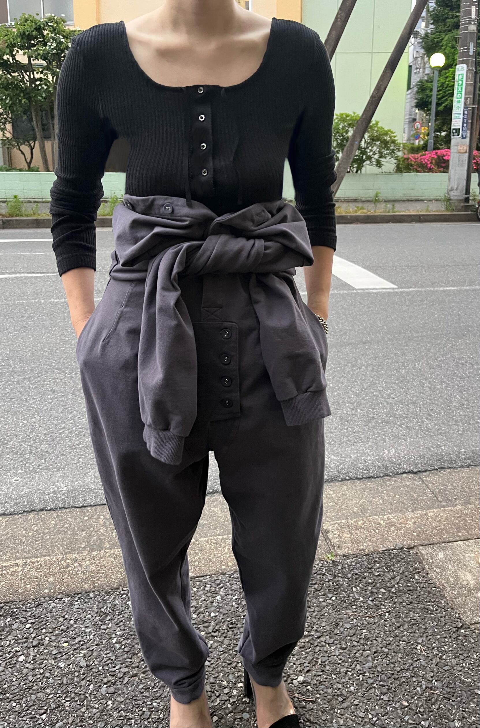 FUMIKA UCHIDA [SWEAT JUMP SUIT - BLACK/PURPLE] | LILLY DEL SALONE