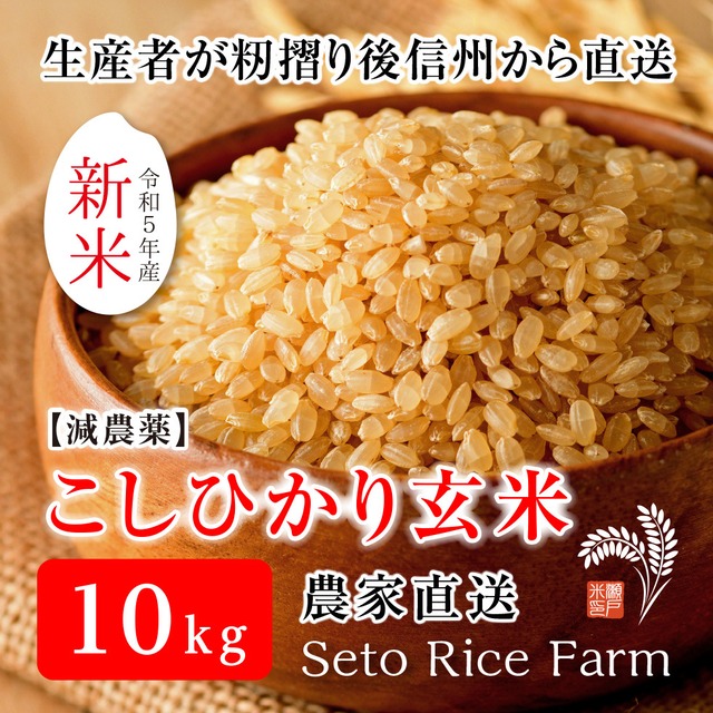 ［減農薬］玄米（こしひかり） 10kg　健康を考えるあなたへ籾摺り直後に発送します