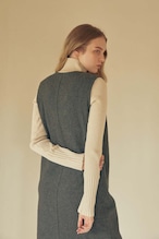 DU240738 V neck tweed straight one piece【残り僅か】