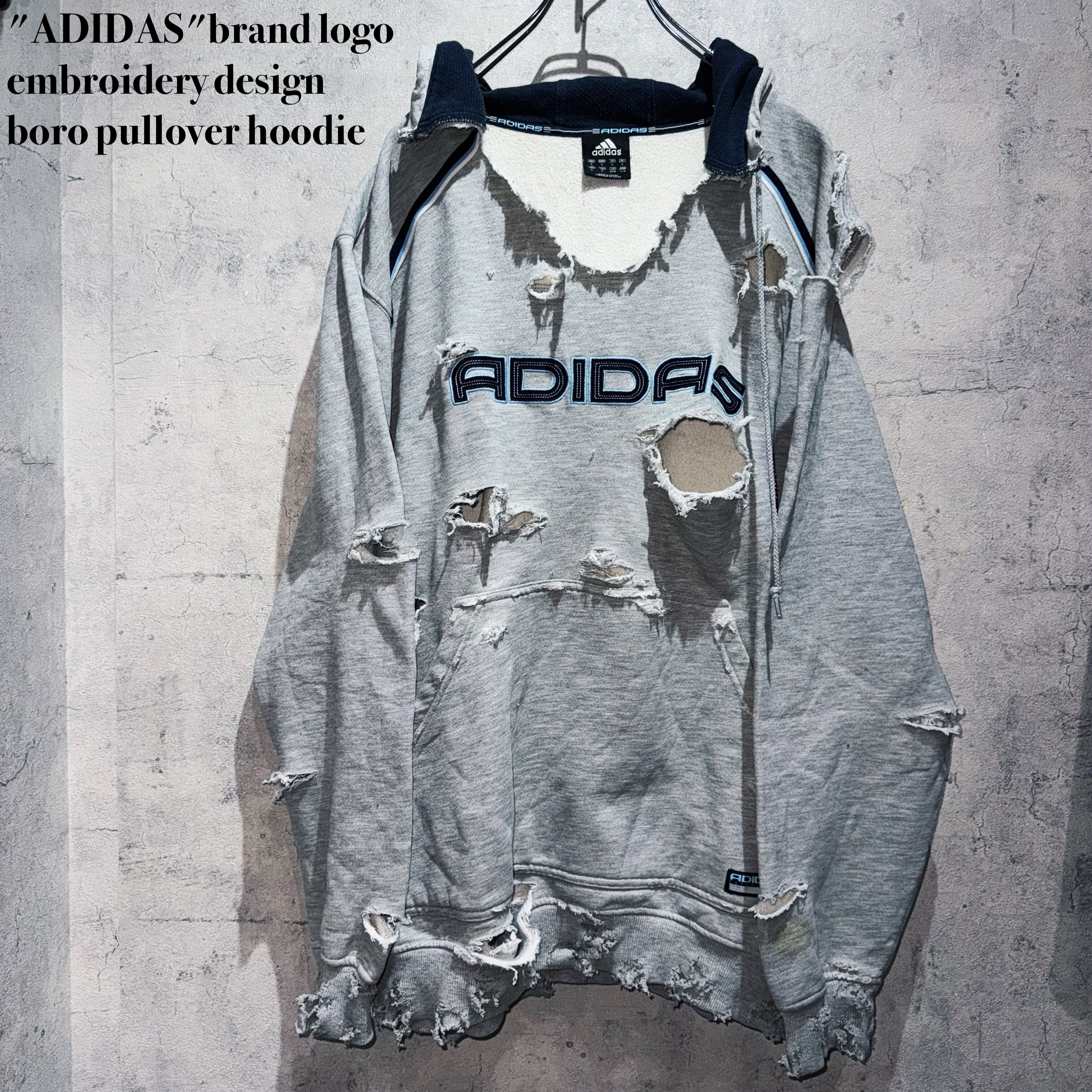 "ADIDAS"brand logo embroidery design boro pullover hoodie