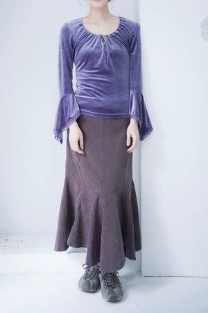 frill hem suède skirt
