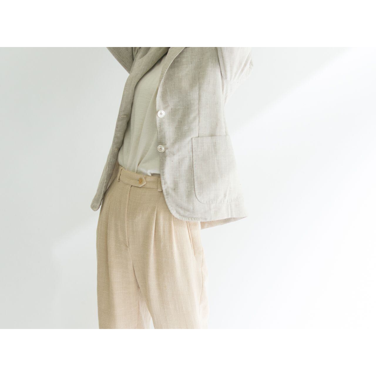 【Made in Italy】Hand tailored stripe linen jacket（イタリア製 ストライプリネンテーラードジャケット）3a
