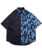 【3着限定販売 / 最短即日発送】ろうけつ藍染めブロード ルーズフィットシャツ 雨漏り