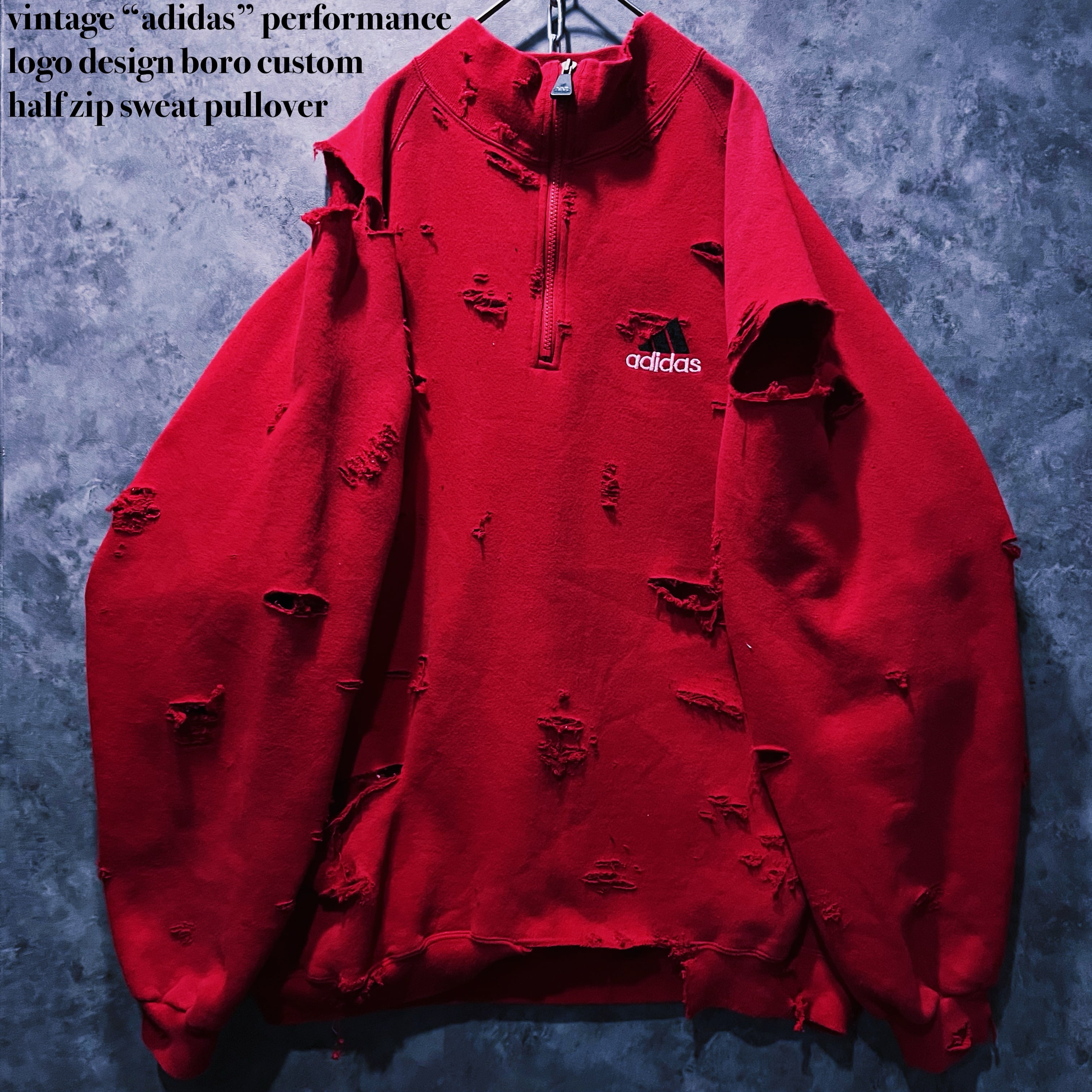 doppio】vintage “adidas” performance logo design boro custom half