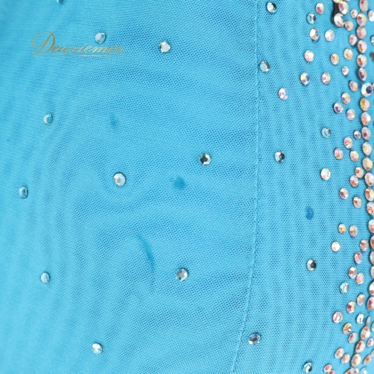 社交ダンス 衣装 スタンダードドレス ドレス ワンピース スタンダード 青 水色 黒 フロート デモ 競技 イングランド製 鮮やか 落ち感 綺麗 ブラック系 ブルー系 スタイリッシュ 輝き 華やか エレガント 長袖 フレアスカート モダン ステージ衣装 ショー用