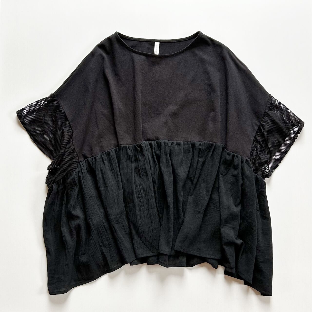 Cotton sheeting flare tee (black)