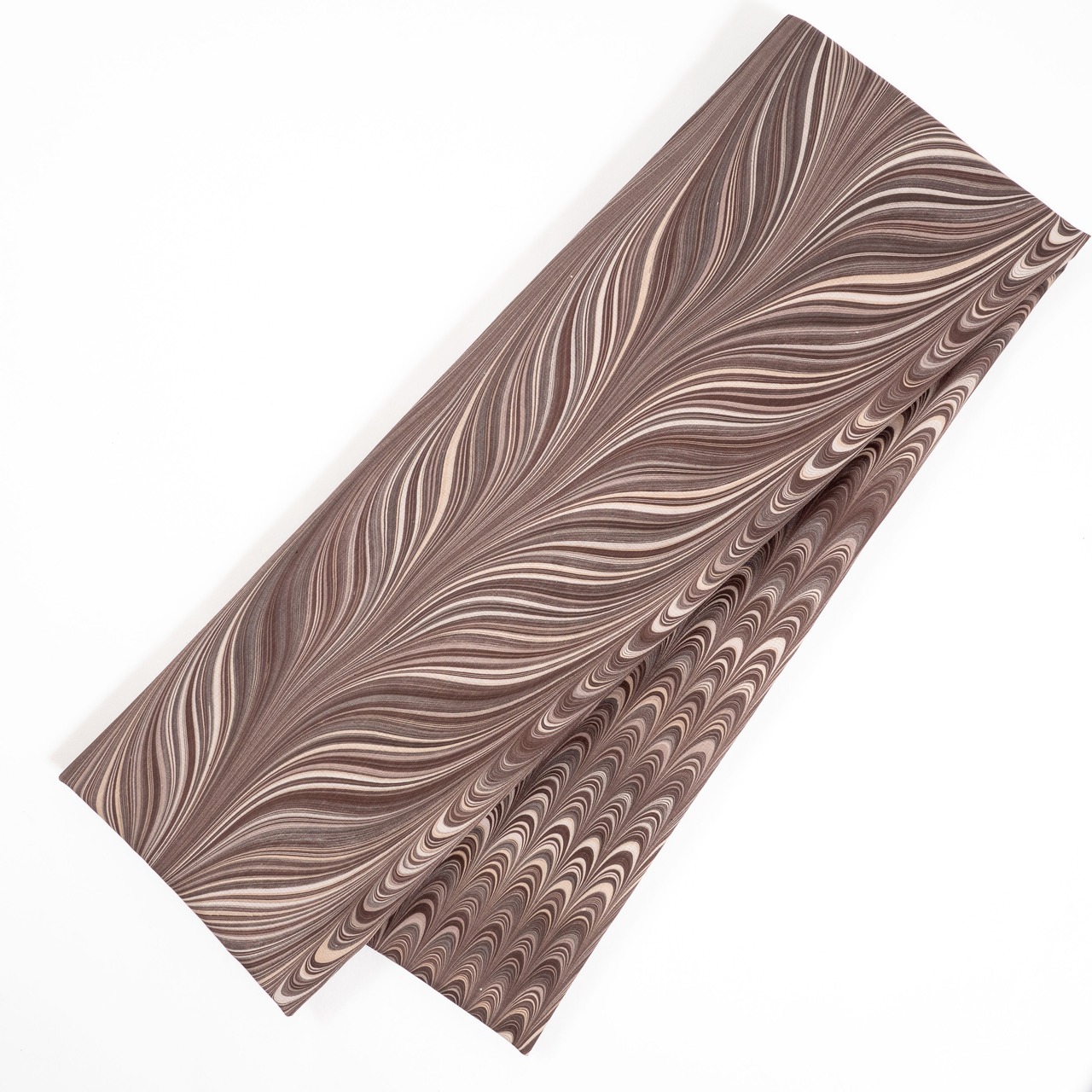 半巾帯 ［bitter chocolate］ピーコック柄×大矢羽