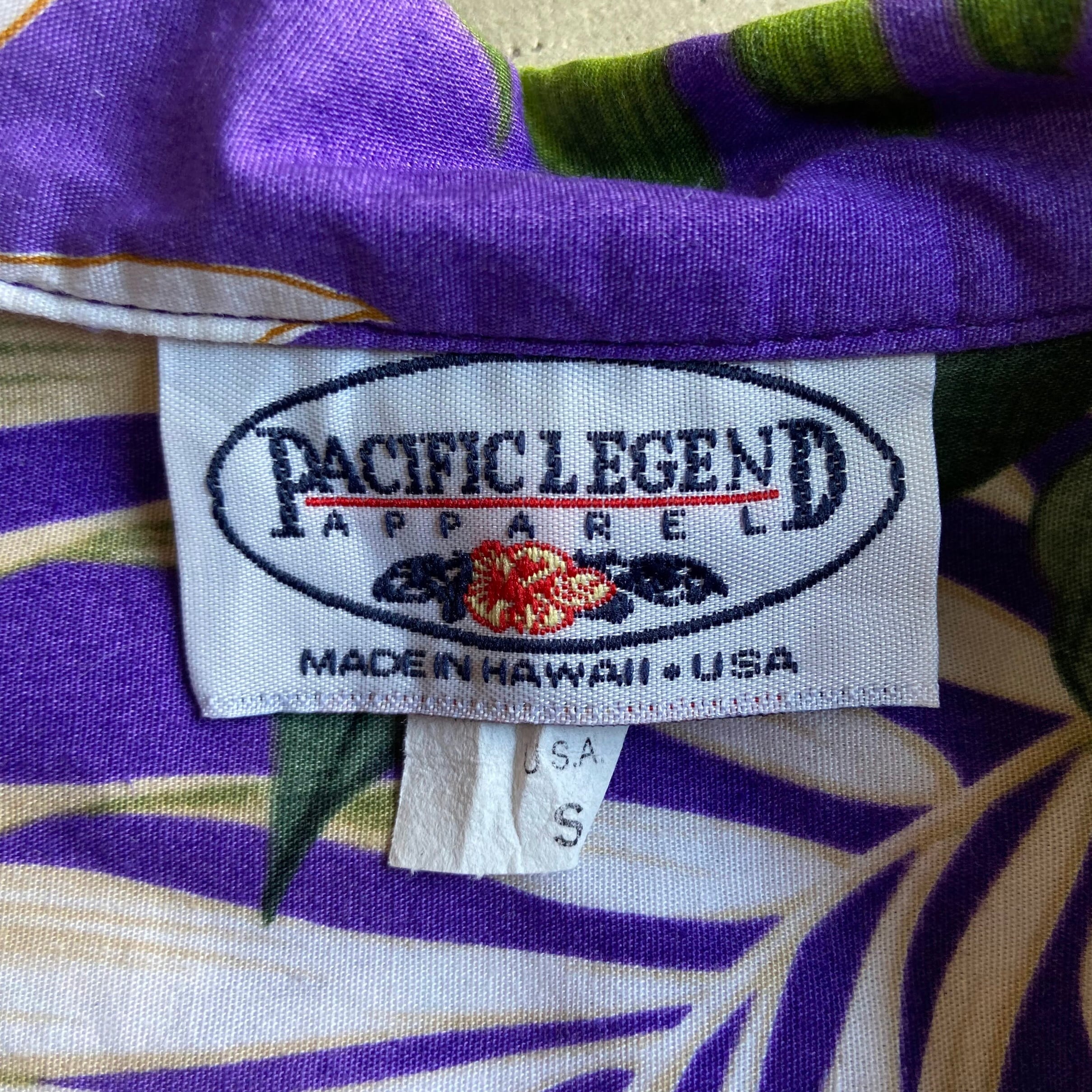 90年代 PACIFIC LEGEND ハワイ製 USA製 開襟 コットン 花 ハイビスカス
