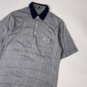 DAKS ダックス チェック 天竺 半袖 ポロシャツ M/グレー系 メンズ