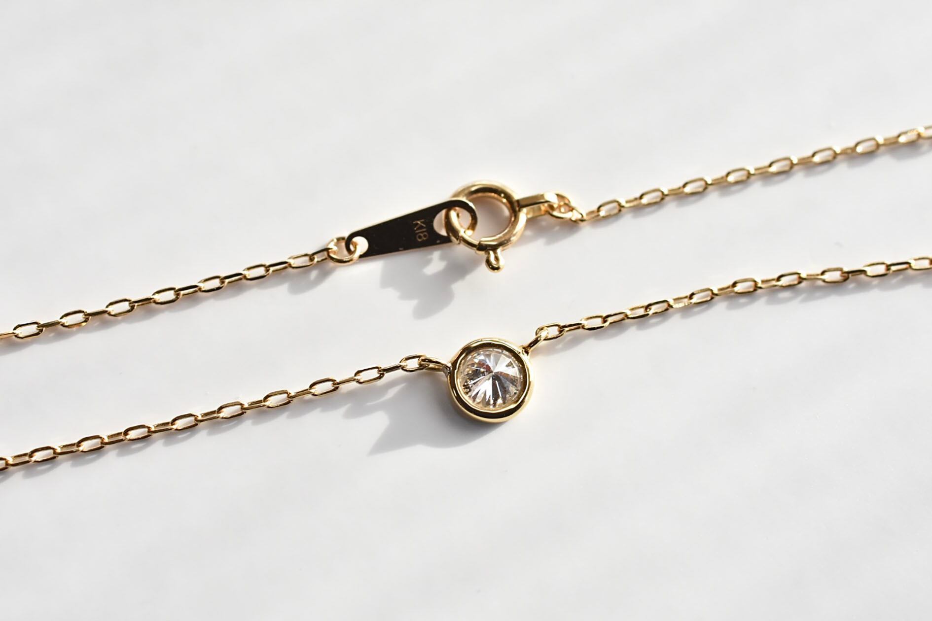 一粒』ダイヤモンドネックレス 0.23ct / K18YG | Merak jewelry shop 