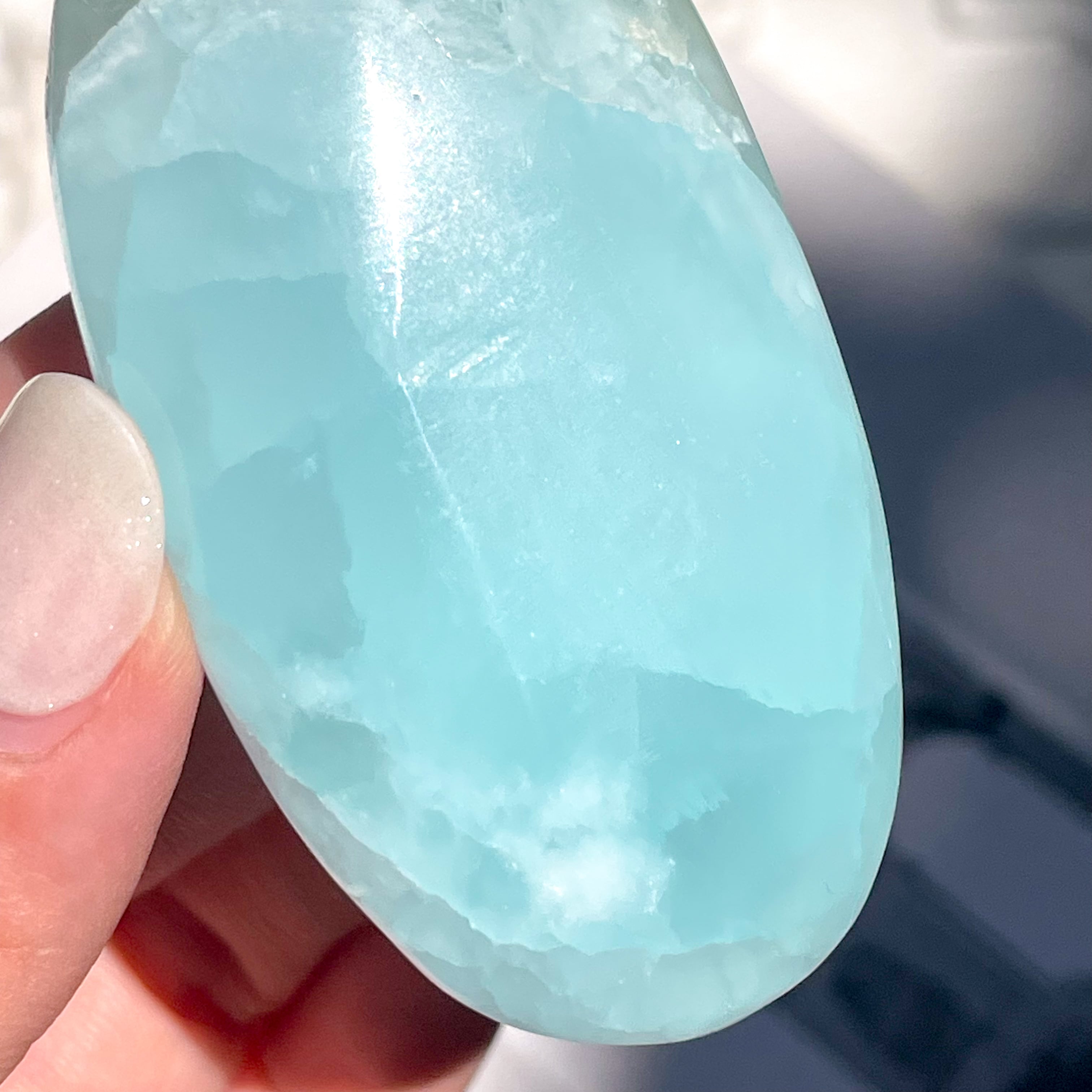 High Quality Caribbean Blue Calcite Palm ✧ カリビアンブルーカル