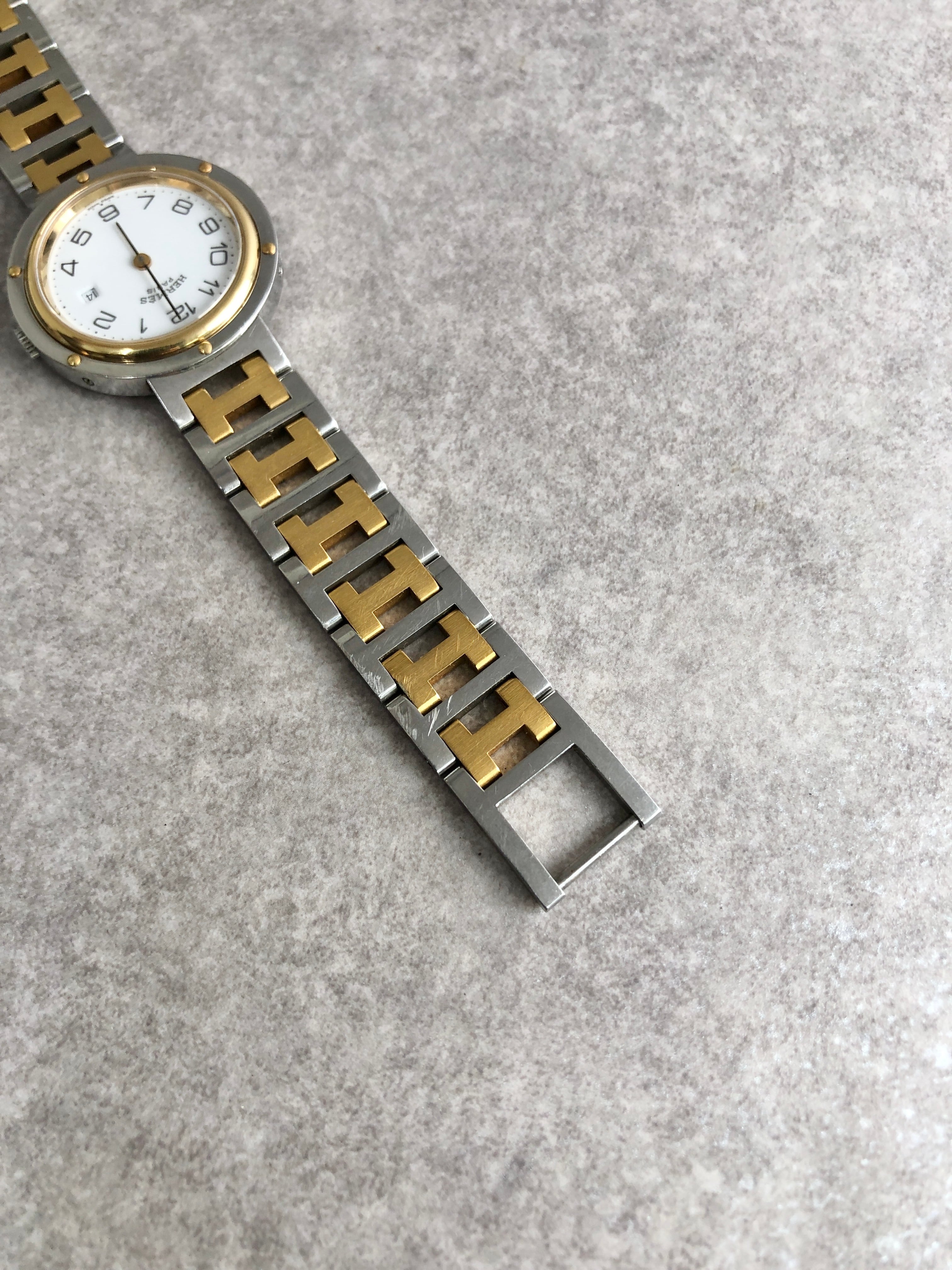 HERMES エルメス クリッパー 腕時計 ゴールド×シルバー ステンレス