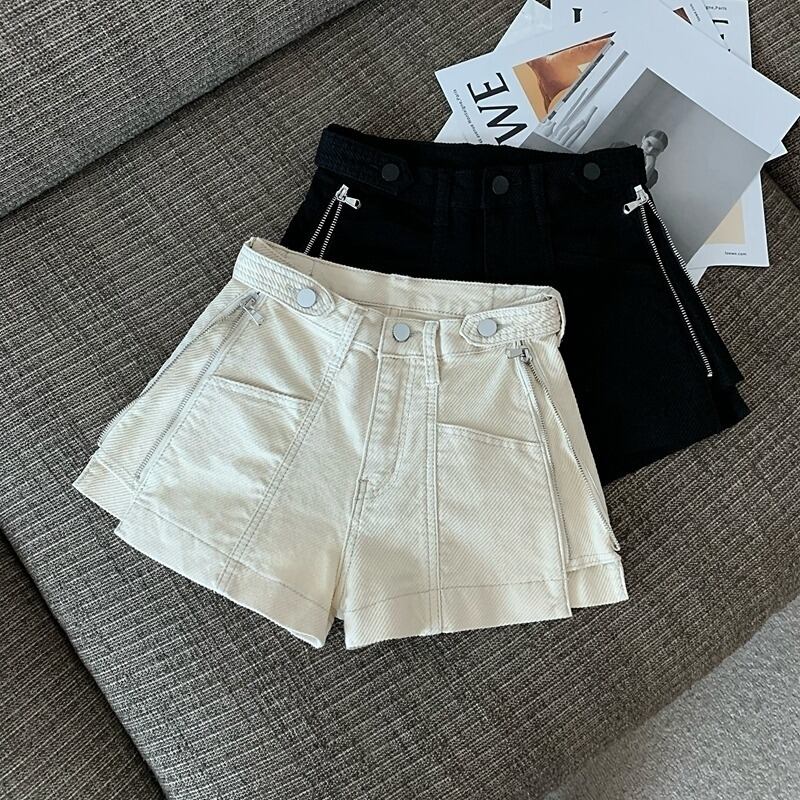 ジッパーハイウェストウェストスリムロングサマー 夏物 ショーツ ブルマー ハンチェンe93350027197