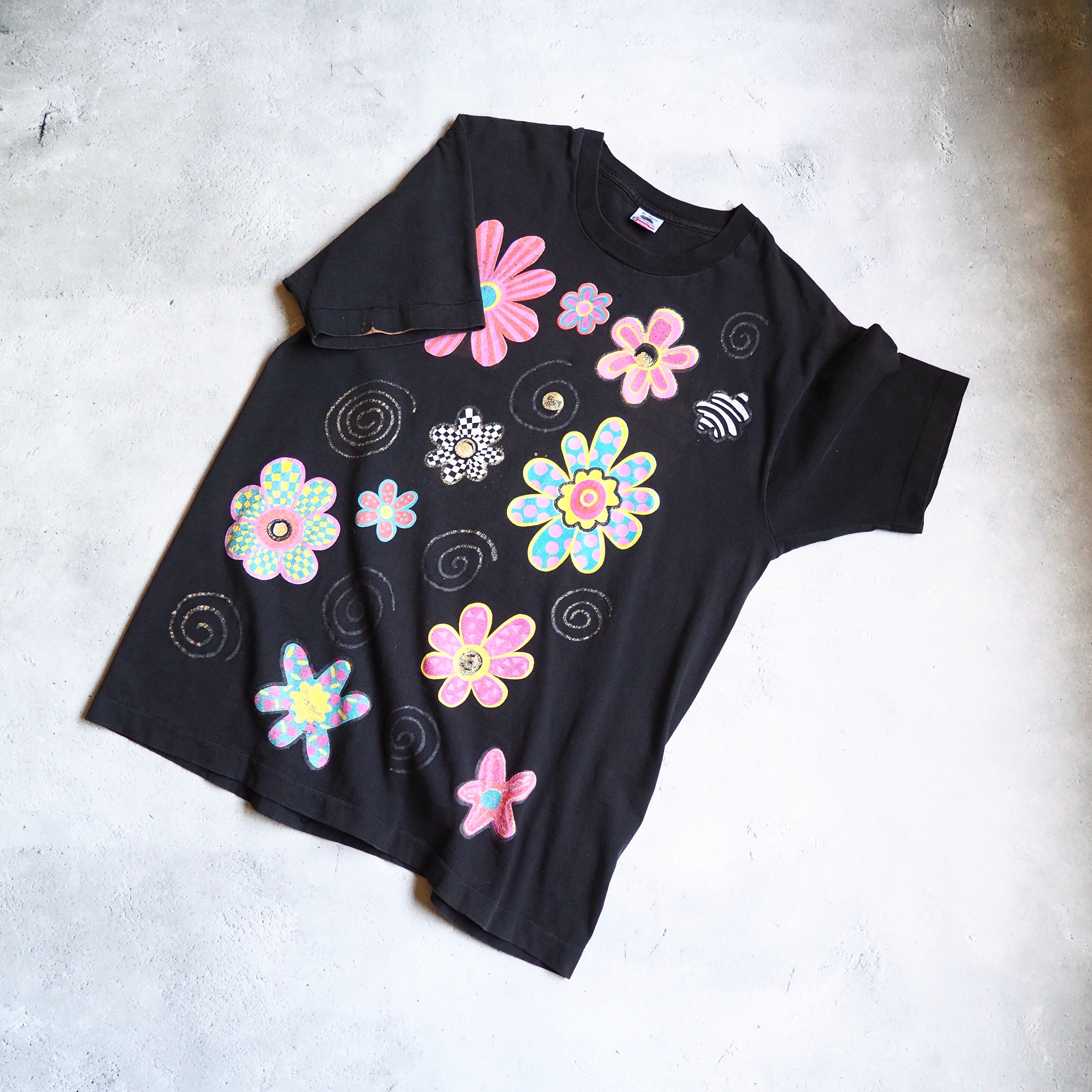 1990s " Special " Good Fade × Flower printed vintage loose SS Tee (made in USA)