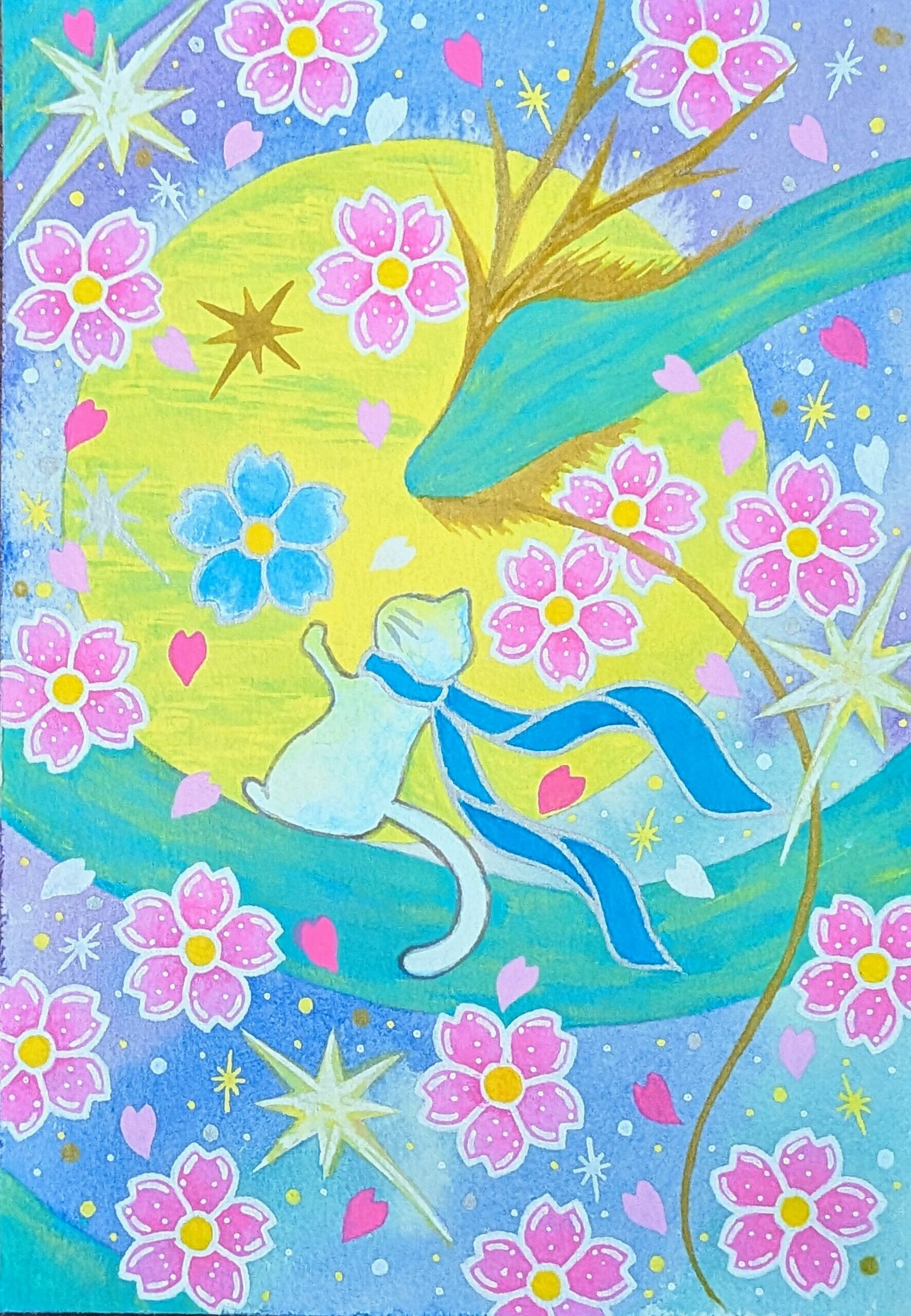 原画＊額付き】夢を駆けるクジラ - a whale running through dreams