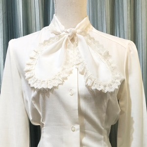 70's vintage "AVON" white ribbon tie blouse
