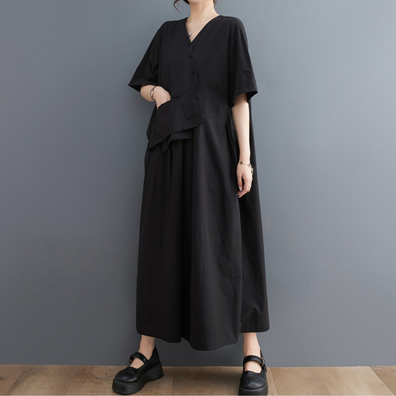 アシンメントリー ルーズ シャツワンピース 30024