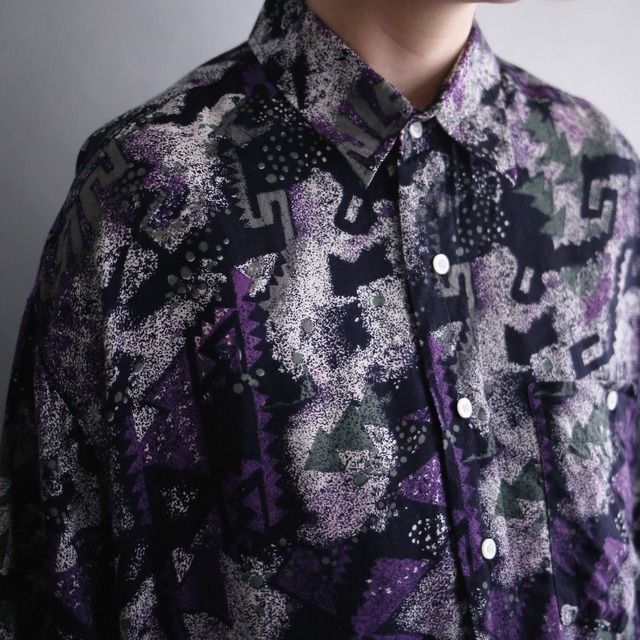 poison color noise art pattern loose h/s shirt