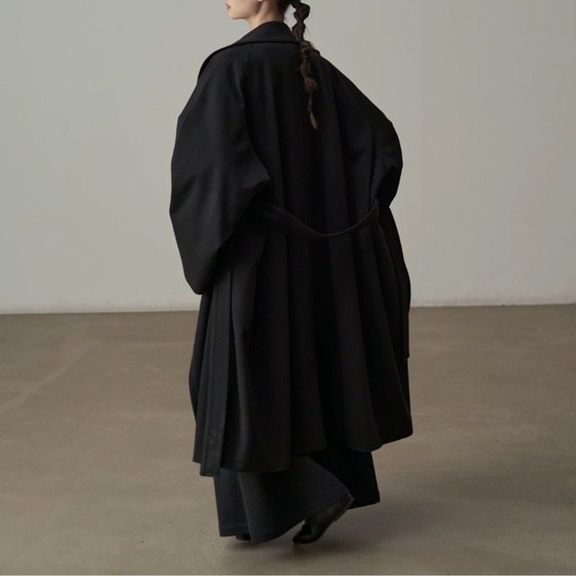 Drape collar long coat C1427