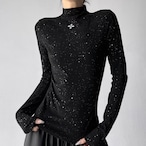 Winter Long Sleeve T-Shirt, Sparkly Mock Neck Slim Fit Top (ME295)