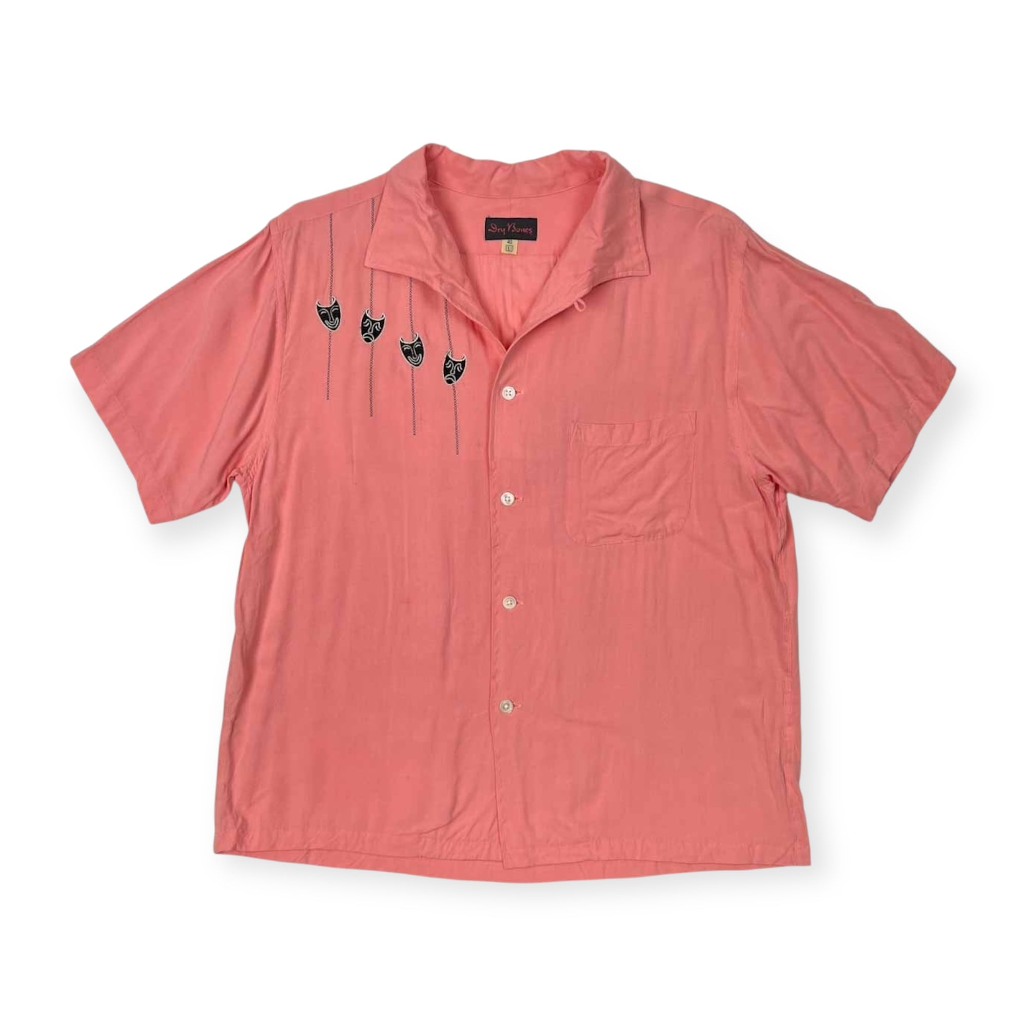 Dry Bones ドライボーンズ 刺繍入り レーヨン 半袖 ボーリング シャツ