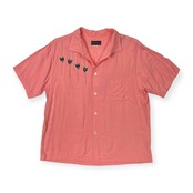 Dry Bones ドライボーンズ 刺繍入り レーヨン 半袖 ボーリング シャツ サイズ 40/L /ロカビリー/ピンク系