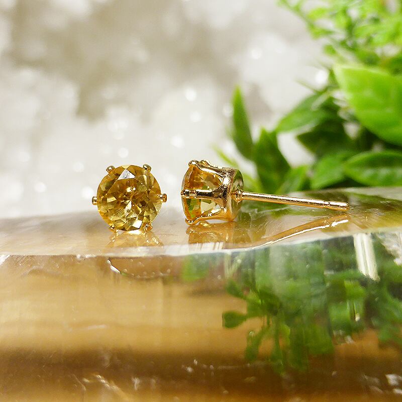 シトリン・ピアス 6mm（1ペア） | Crystal Life