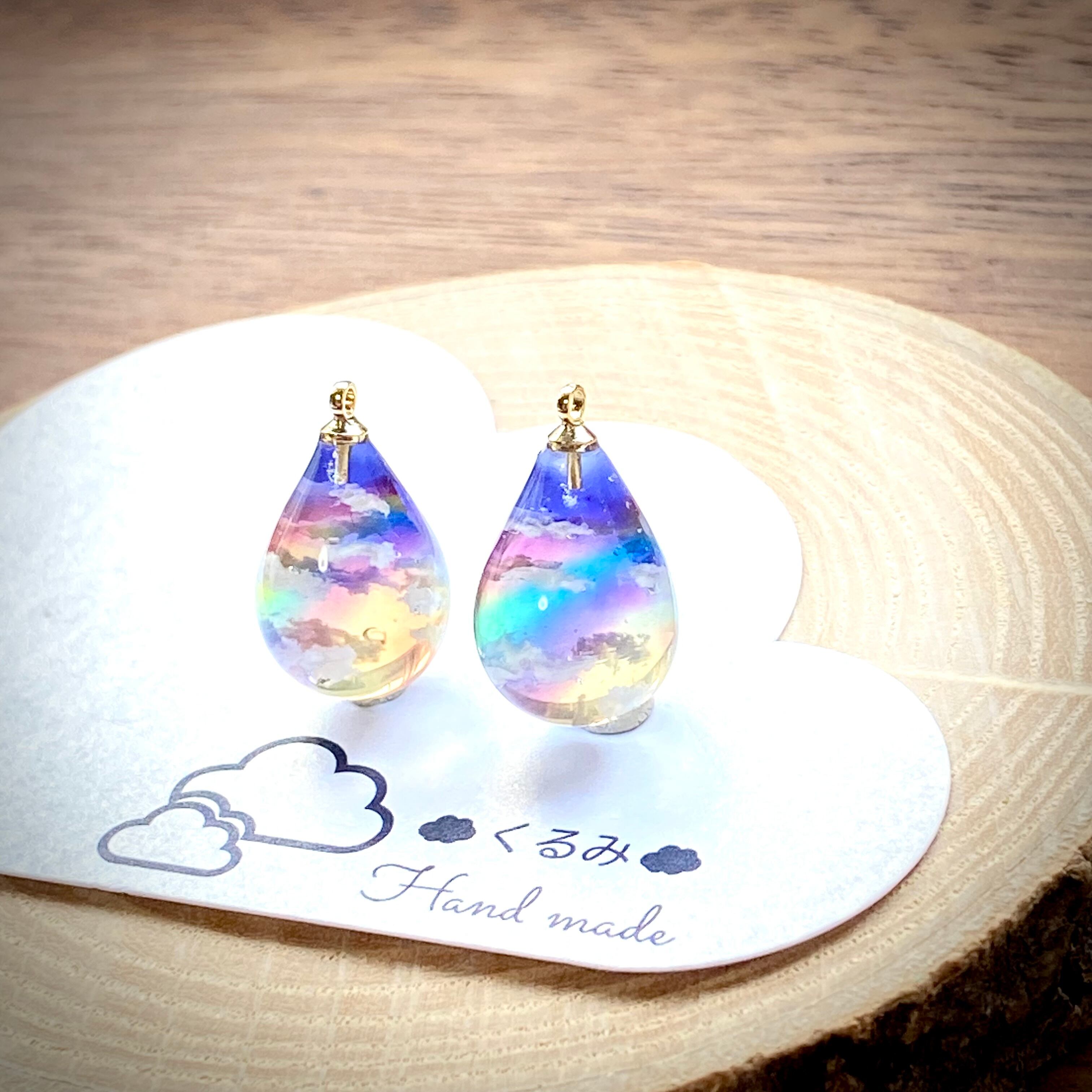 レインボー ユニコーンレジンピアス イヤリング ピアス