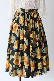 Sunflower pattern midi skirt
