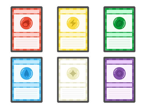 トレーディングカードの、属性別のカードセットのイラスト | イラスト