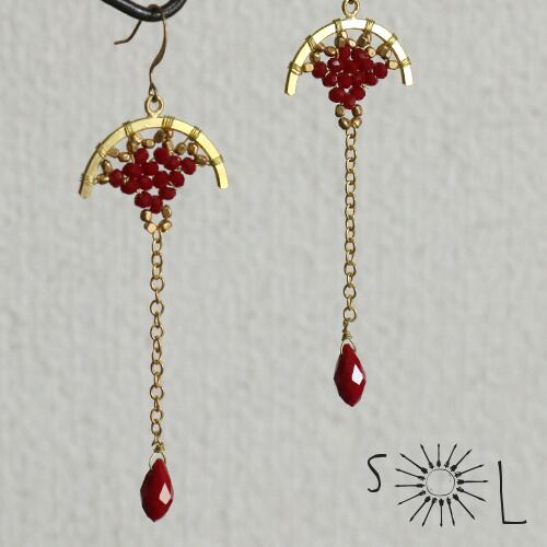 【ピアス】真鍮と揺れるビジューピアス(品番sp316)【オリエンタル トライバル】