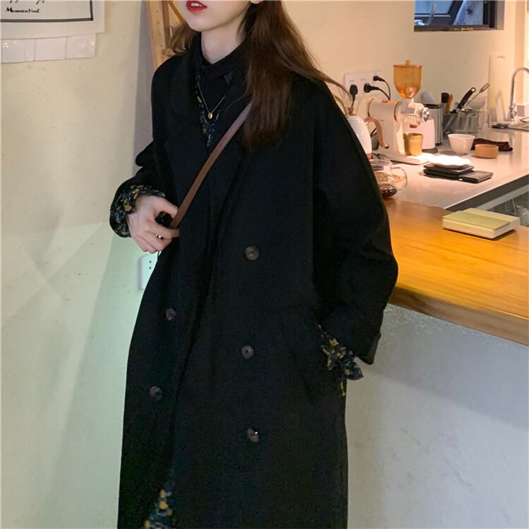 オータムウィンタースタイルコート スタンダードブラック レトロ 秋物 冬物 萌量不足39974059365