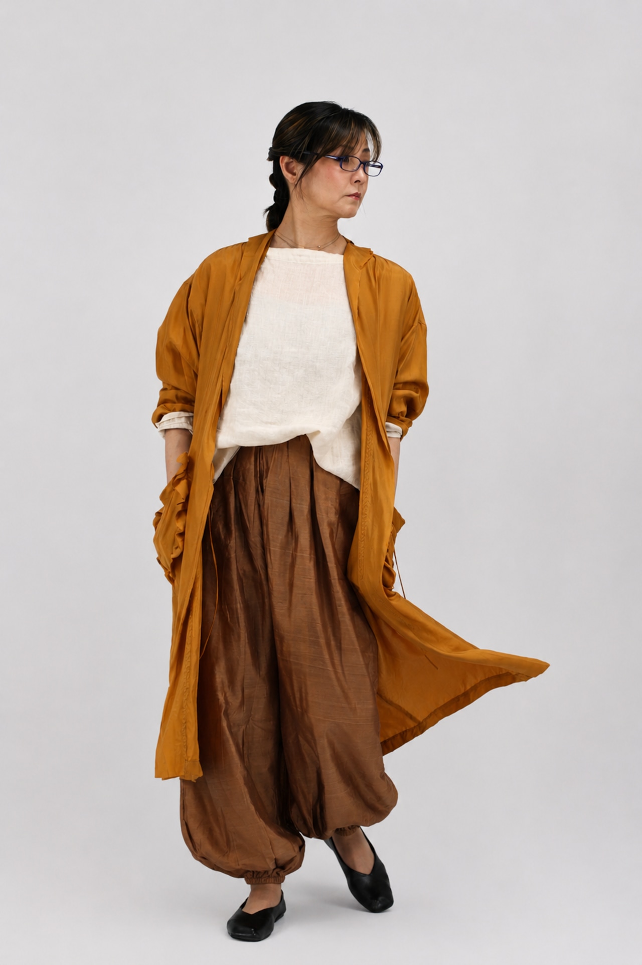 BUNON(ブノン) Tuck Gather Balloon Pants カディシルク バルーン