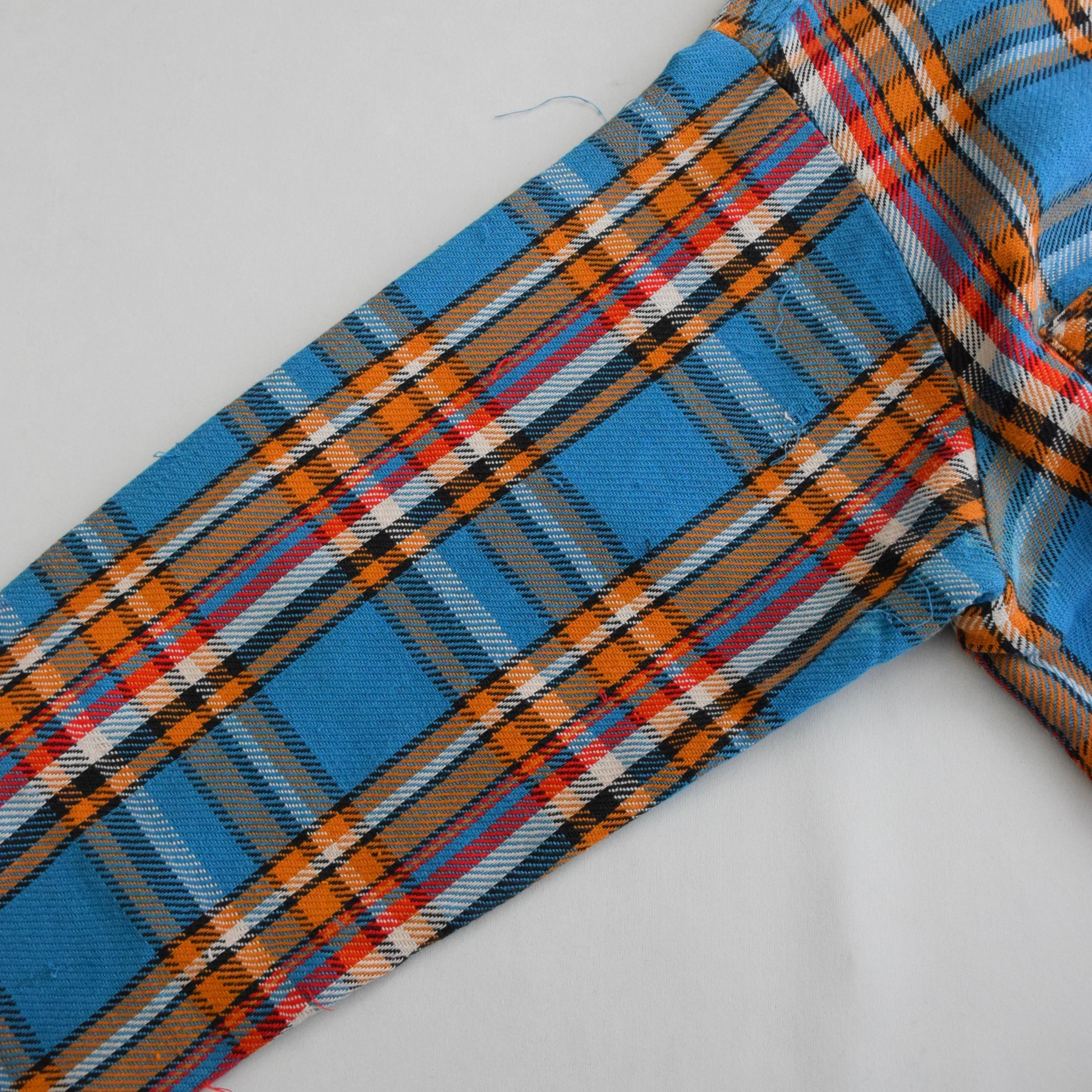 60's FIVE BROTHER ネルシャツ メンズL ブルー×オレンジ ヘビネル