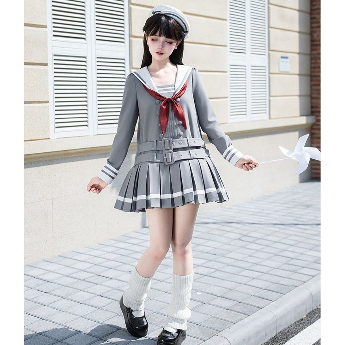 ダブルベルトグレーセーラー服セットアップ | Maiden's Rêve