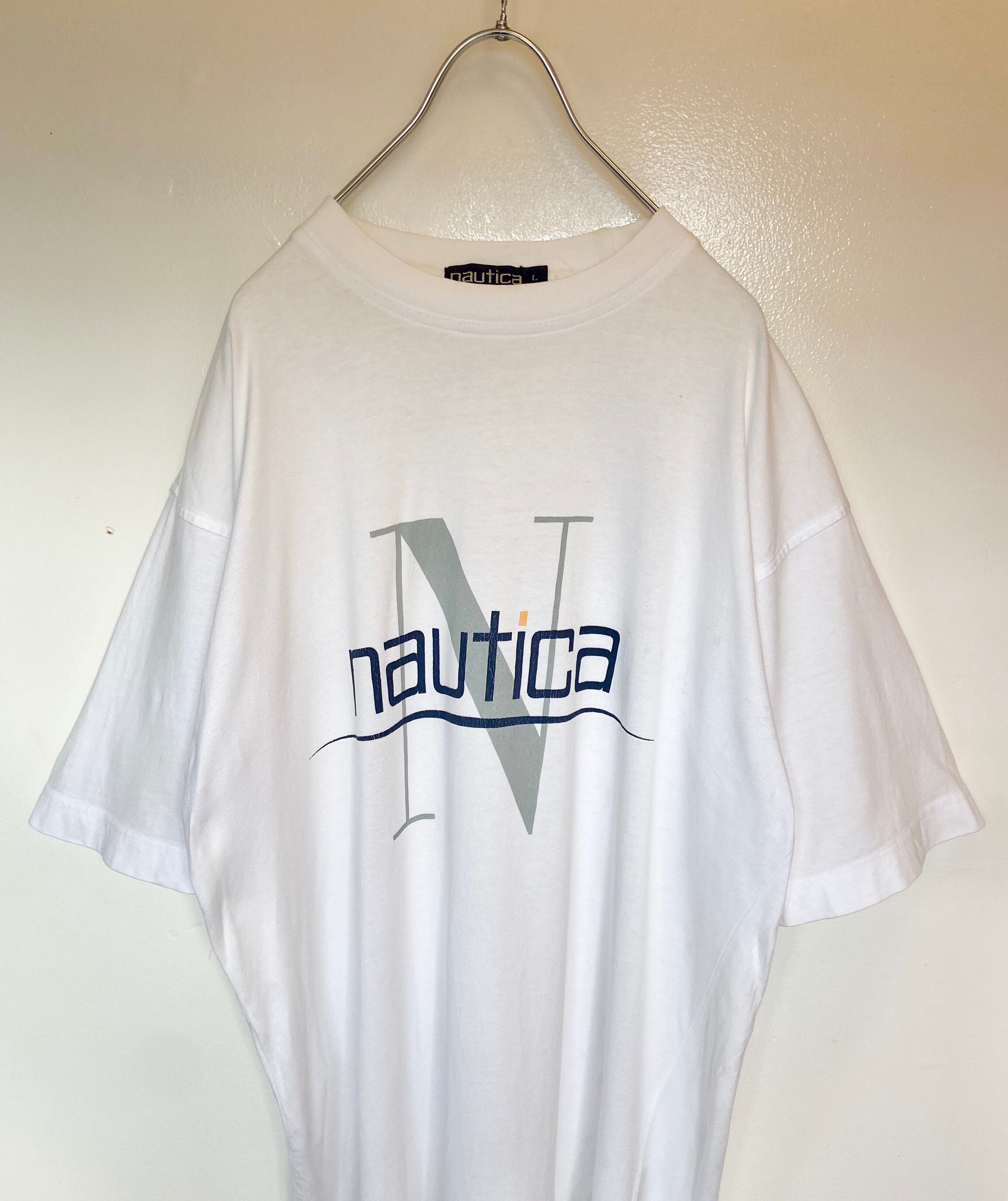 90s古着 NAUTICA/ノーティカ ゆるだぼロゴ入り Tシャツ 半袖 オーバーサイズ