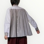 ZOZOTTE リメイクシャツ バックプリーツ/ホワイト&グレー系ストライプ柄