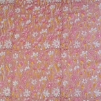 ブロックプリント生地【50cm単位】インド綿 花柄 くすみピンク×イエロー×白 #56124-PK1