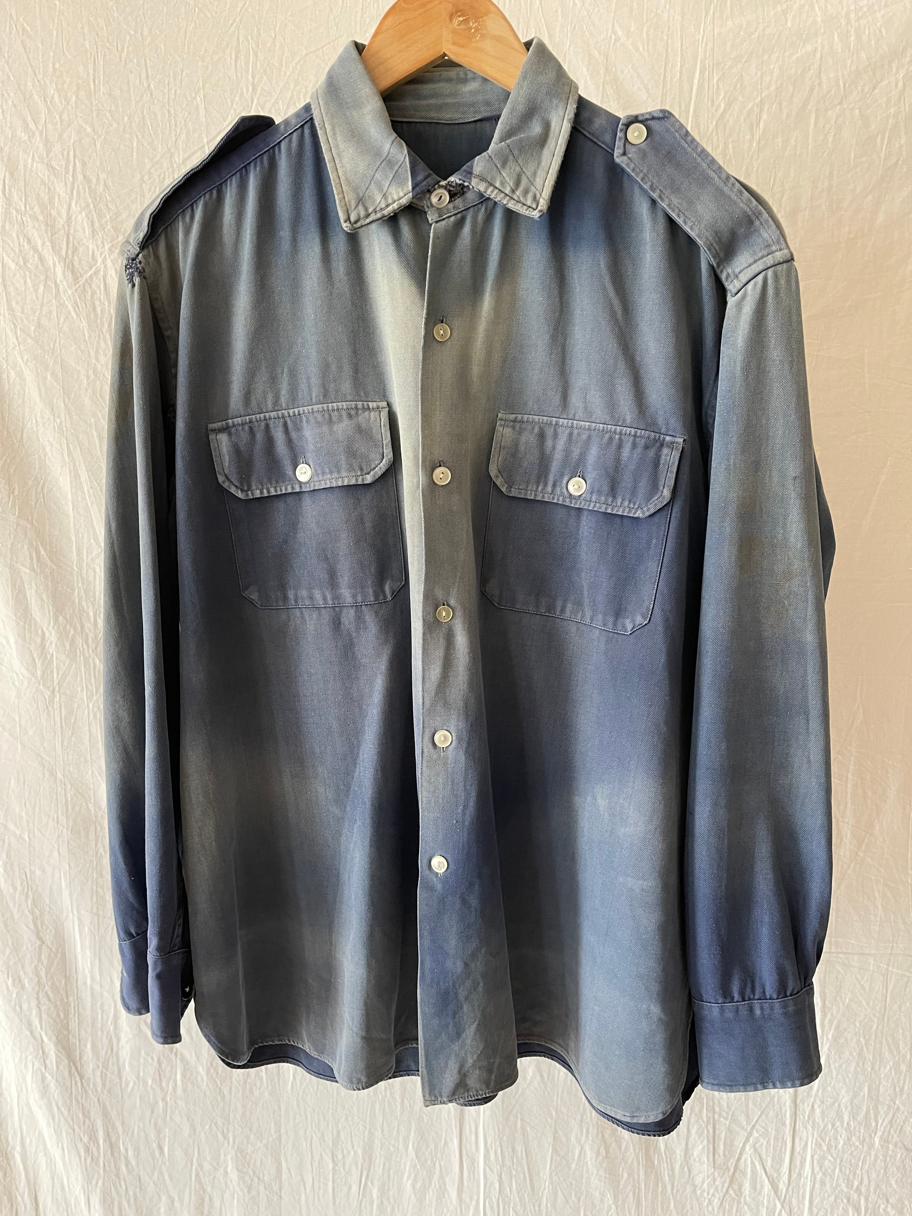 French vintage cotton work long sleeve shirt