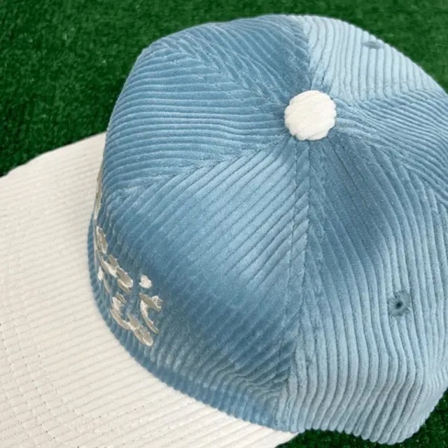 Free & Easy | Two Tone Fat Corduroy Snapback Hat | Sky/Bone