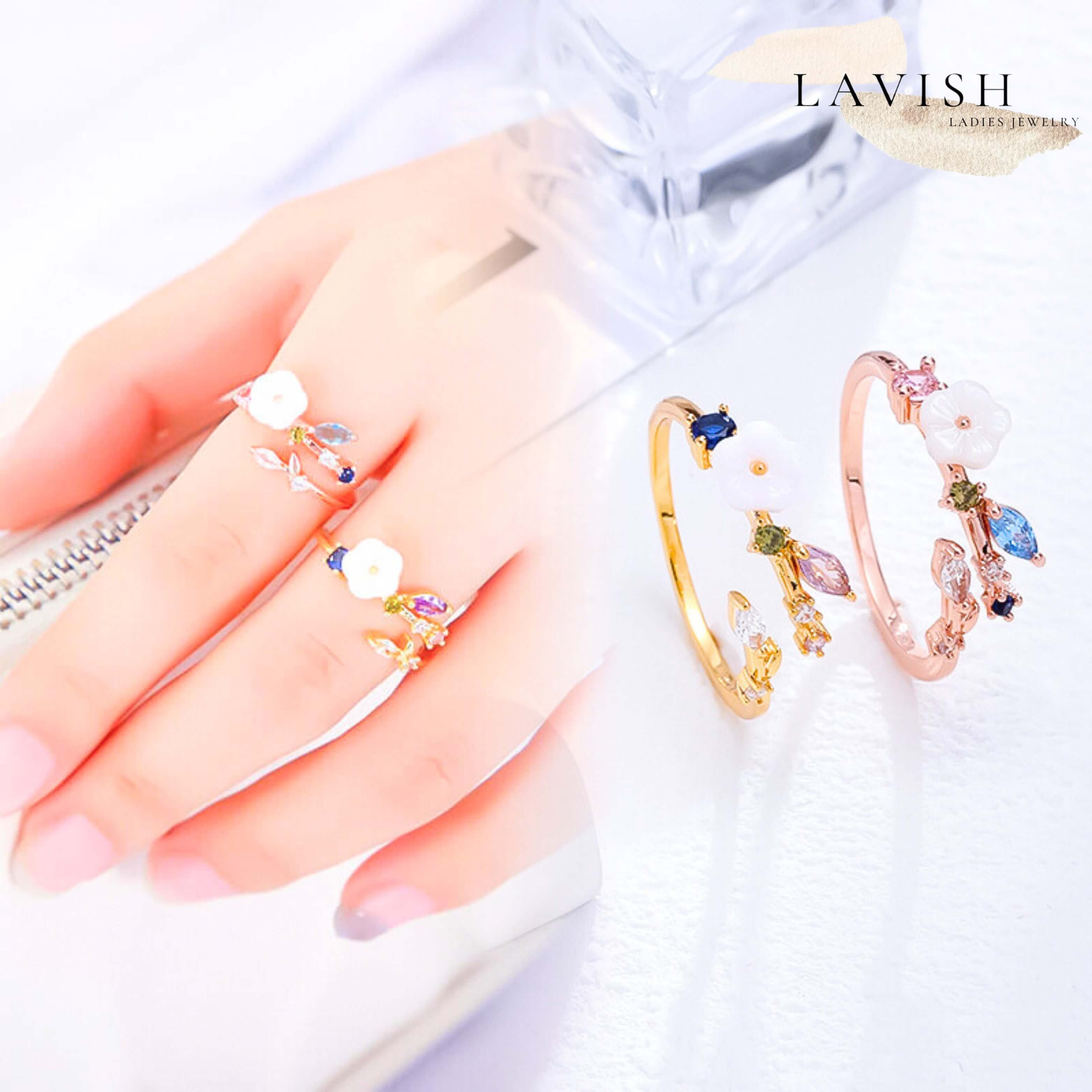 フラワーブルームオープン リング レディース 指輪 ring