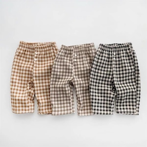 【BABY】春新作チェック柄カジュアルパンツ 全3色