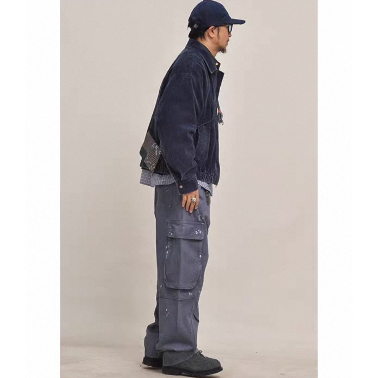 Distressed paint splatter cargo pants 1296 - 8