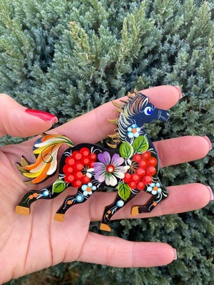 ペトリキフカ塗りのマグネット 2026/午年モデル　馬（Khomenko製作）