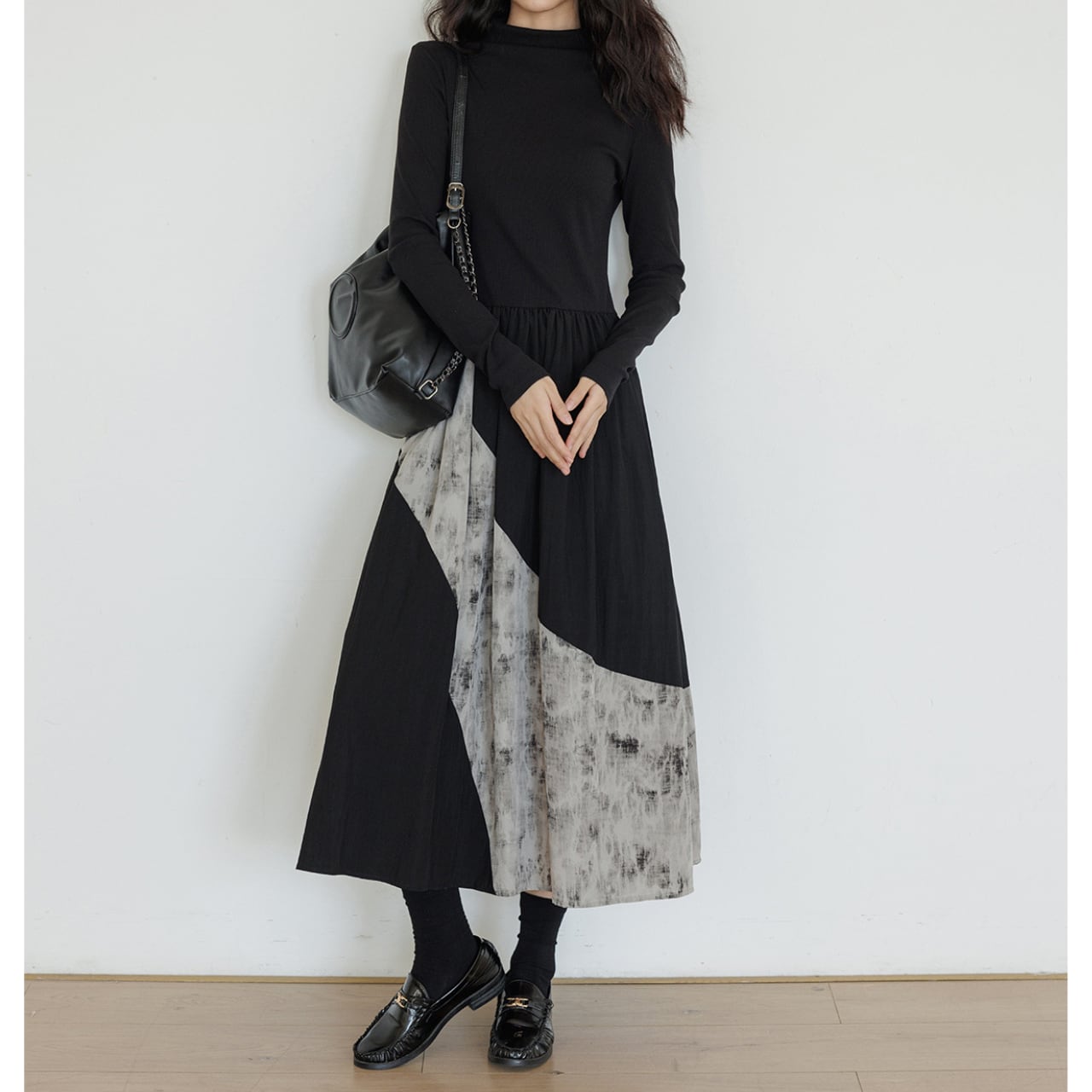 タイダイパーシャルプリントロングワンピース(2color) OP3351