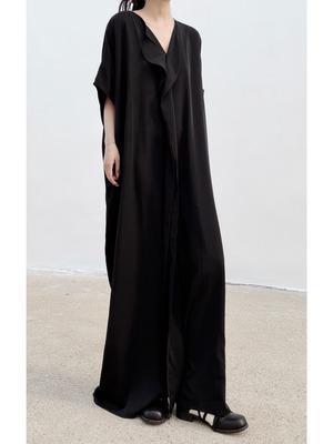 Cascading draped V-neck dress [T2890]