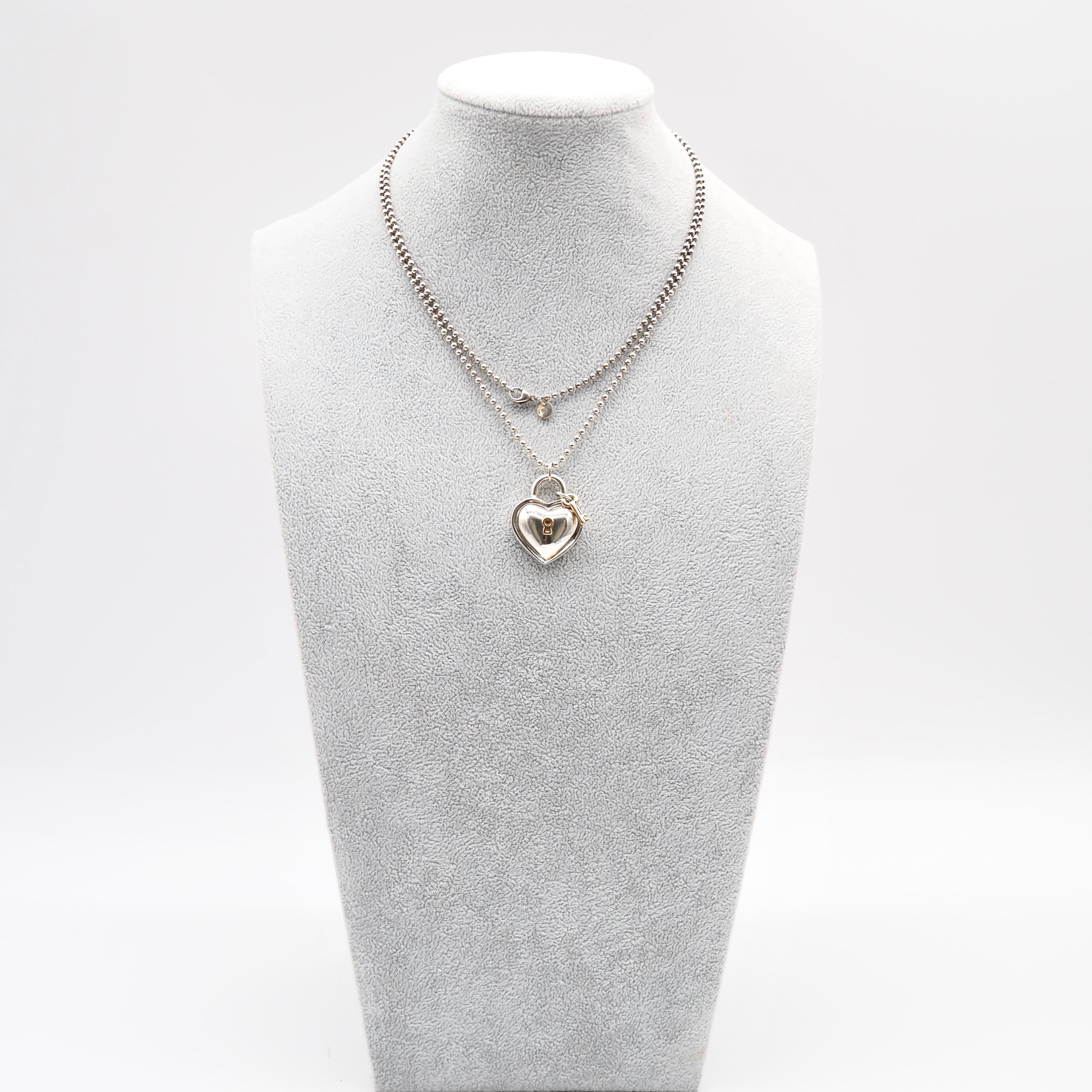 Tiffany&Co. ハートロック ネックレス シルバー925 K18 ティファニー