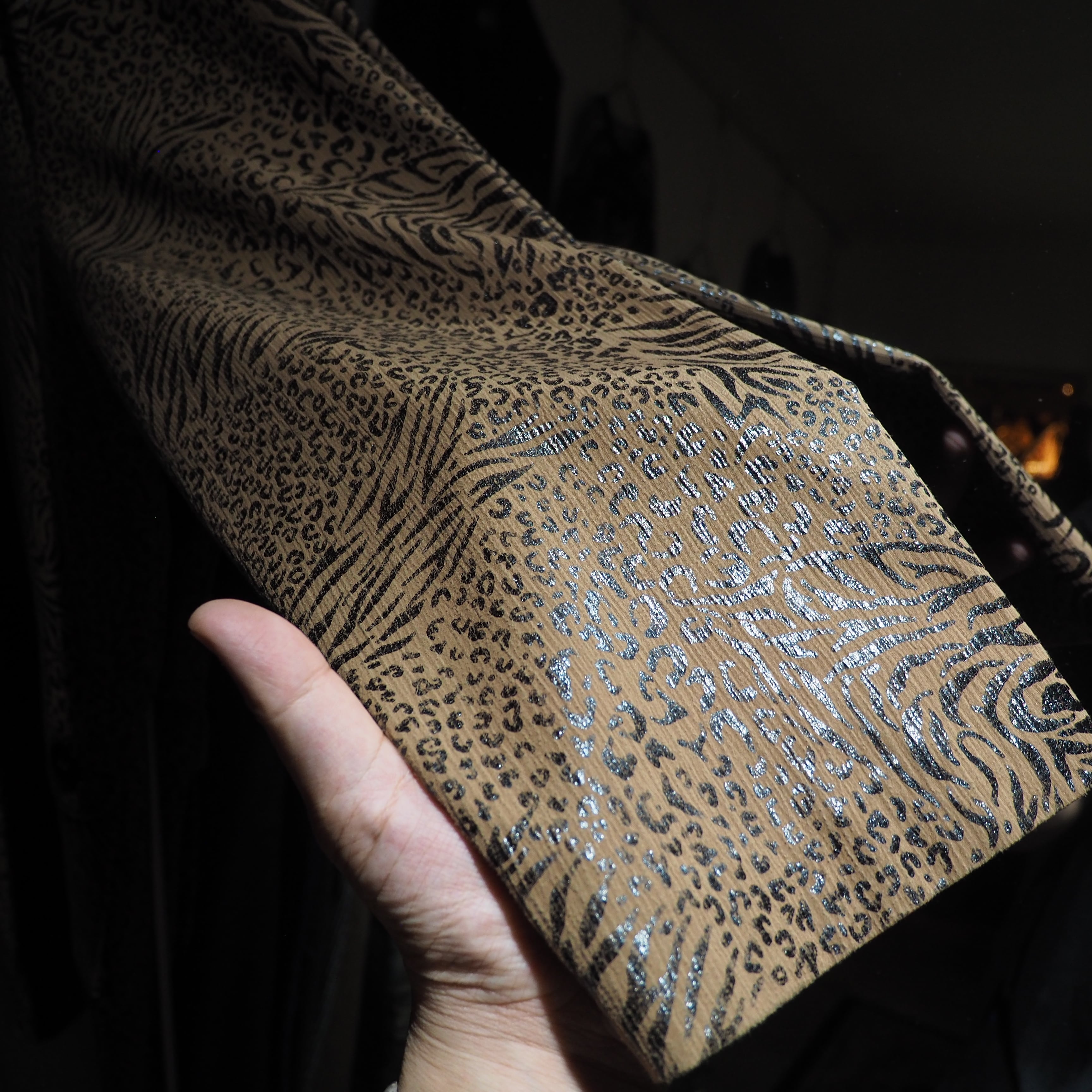 1990s Pleats line × Animal pattern coating vintage loose half coat jacket